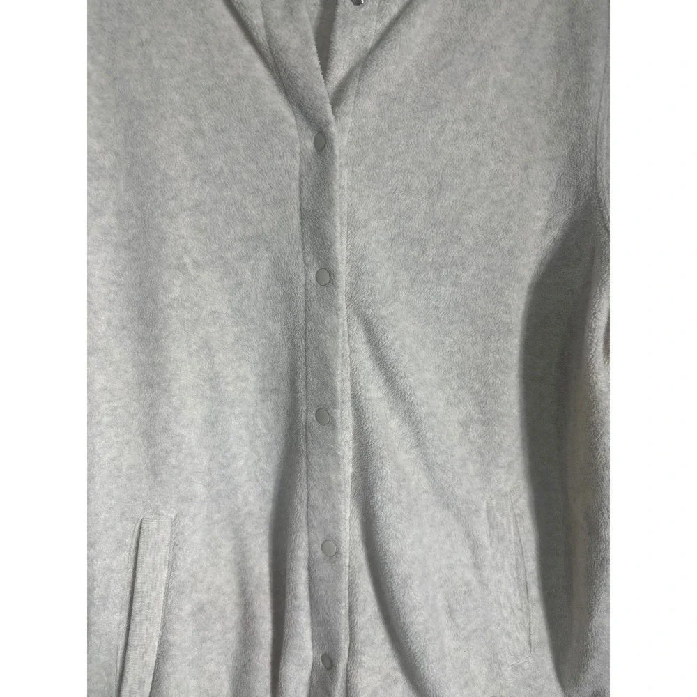 Blair Womens Fleece Snap Front Bomber Jacket Beige LGE